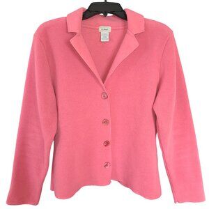 LL BEAN Polartec Fleece Jacket, Womens Large, Coral, Button Closure